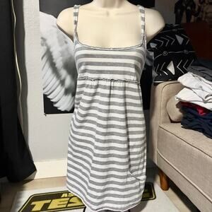 White and grey striped babydoll